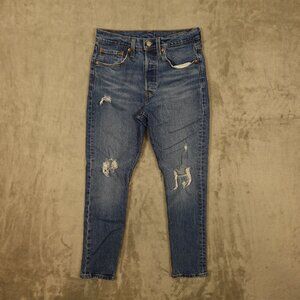 Levi's‎ 501 Skinny Distressed Button Fly Jeans Women's W26 L28 Blue Denim